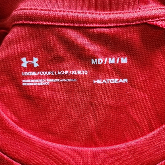 Under Armour Loose Fit Men's Red Medium Top - Picture 3 of 5